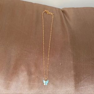 NWT Aquamarine Butterfly Necklace